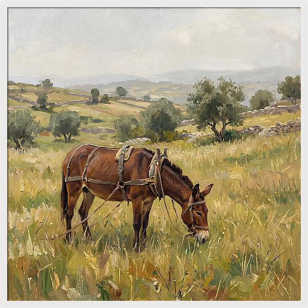 Mule Grazing In Serene Landscape
