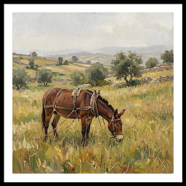 Mule Grazing In Serene Landscape