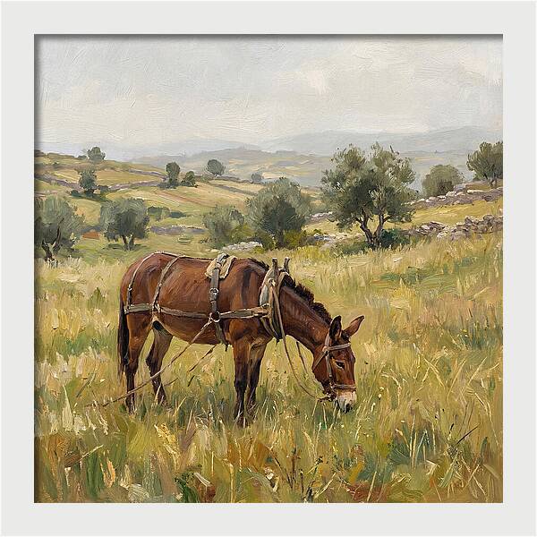 Mule Grazing In Serene Landscape