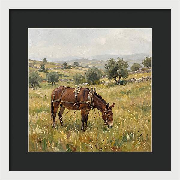 Mule Grazing In Serene Landscape
