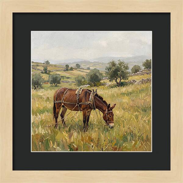 Mule Grazing In Serene Landscape
