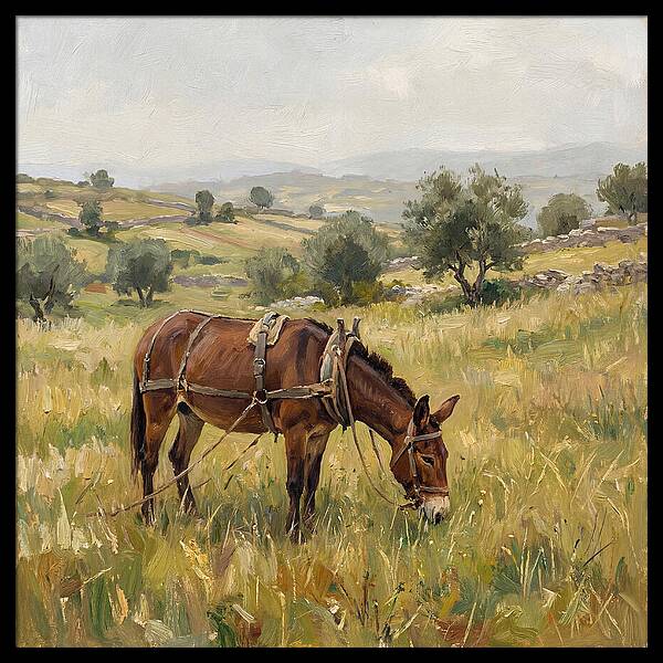Mule Grazing In Serene Landscape