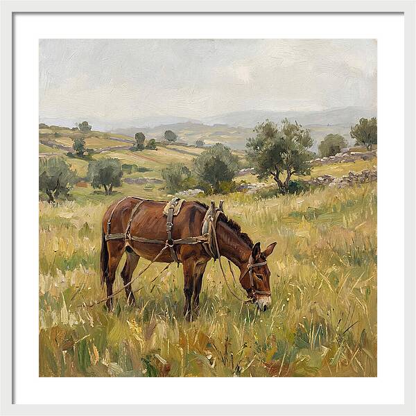 Mule Grazing In Serene Landscape