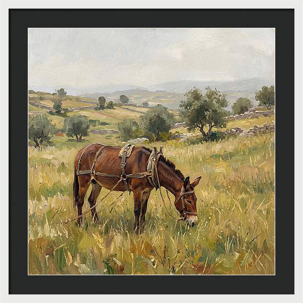Mule Grazing In Serene Landscape
