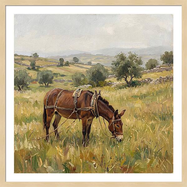 Mule Grazing In Serene Landscape