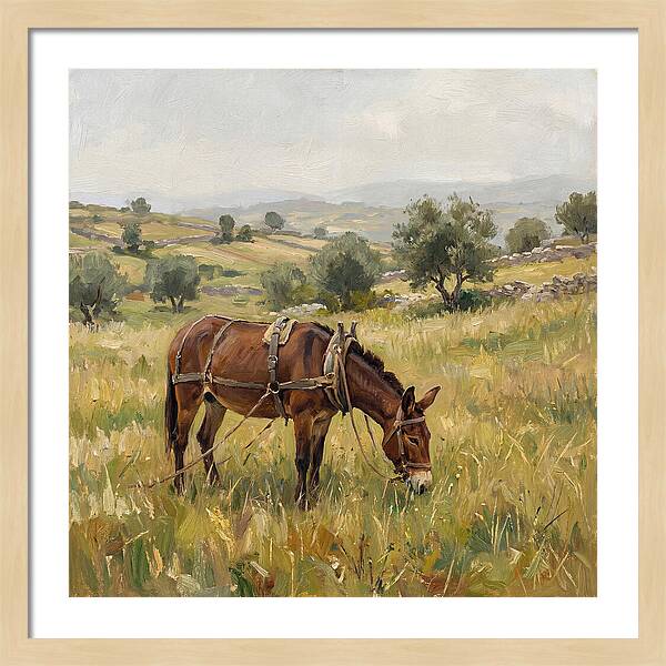 Mule Grazing In Serene Landscape