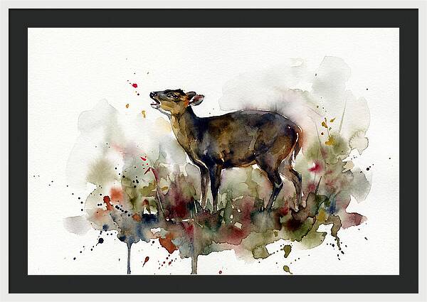 Muntjac In Watercolor Splendor