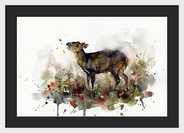 Muntjac In Watercolor Splendor