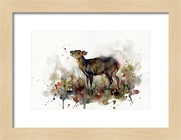 Muntjac In Watercolor Splendor