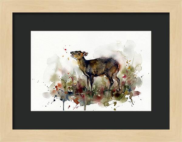 Muntjac In Watercolor Splendor