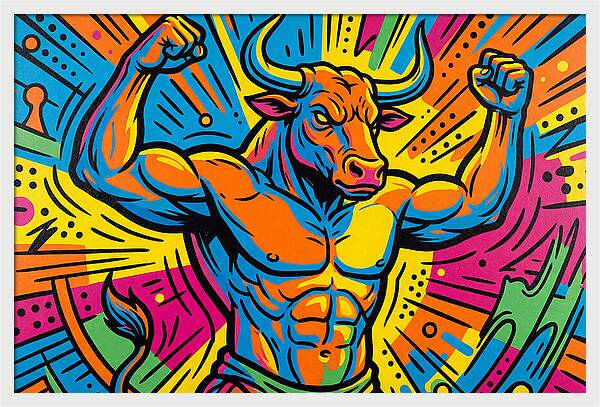 Muscular Minotaur In Vibrant Colors