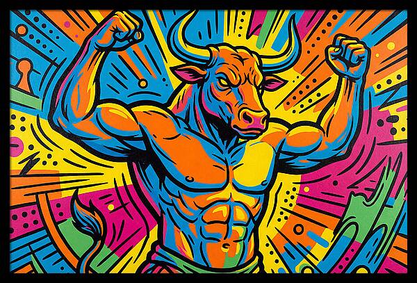 Muscular Minotaur In Vibrant Colors