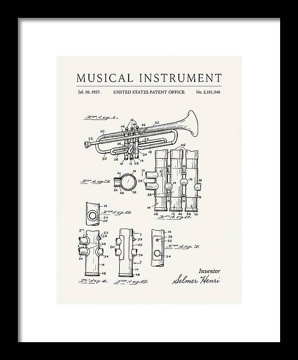 Musical Instrument Trumpet Minimalist Patent Us2181346a