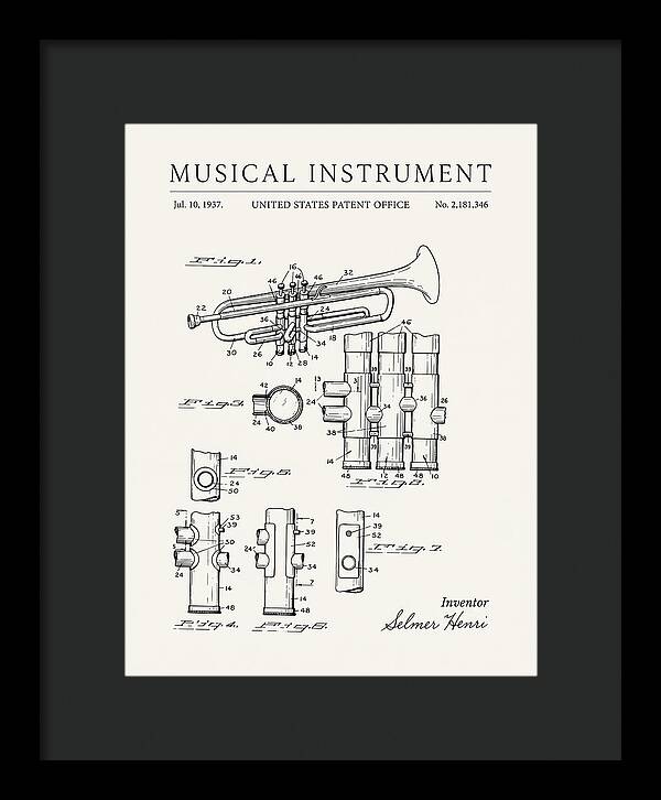 Musical Instrument Trumpet Minimalist Patent Us2181346a