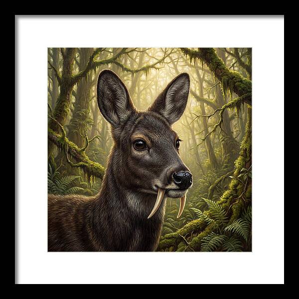 Musk Deer In Lush Forest