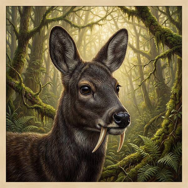 Musk Deer In Lush Forest
