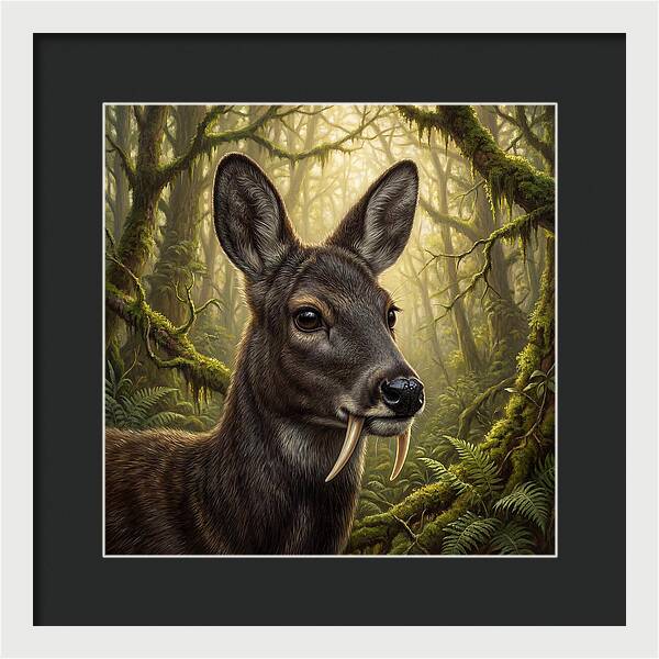 Musk Deer In Lush Forest