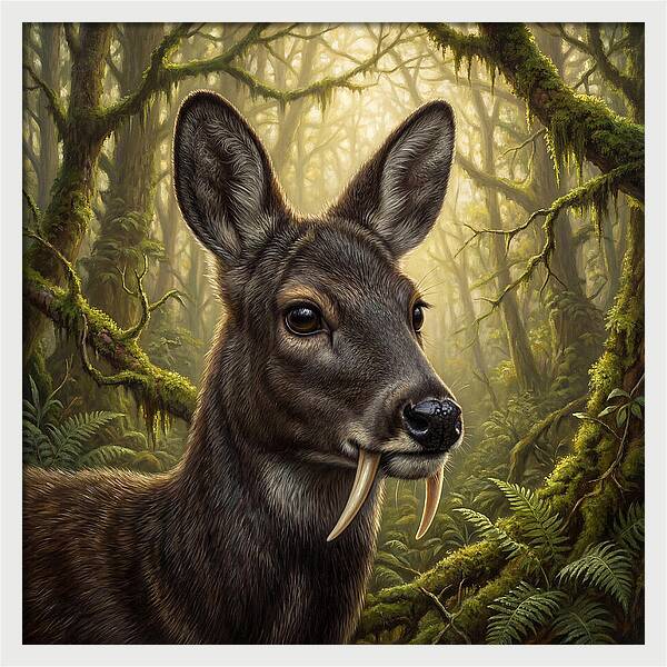 Musk Deer In Lush Forest