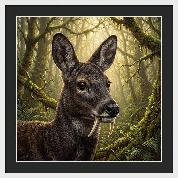 Musk Deer In Lush Forest