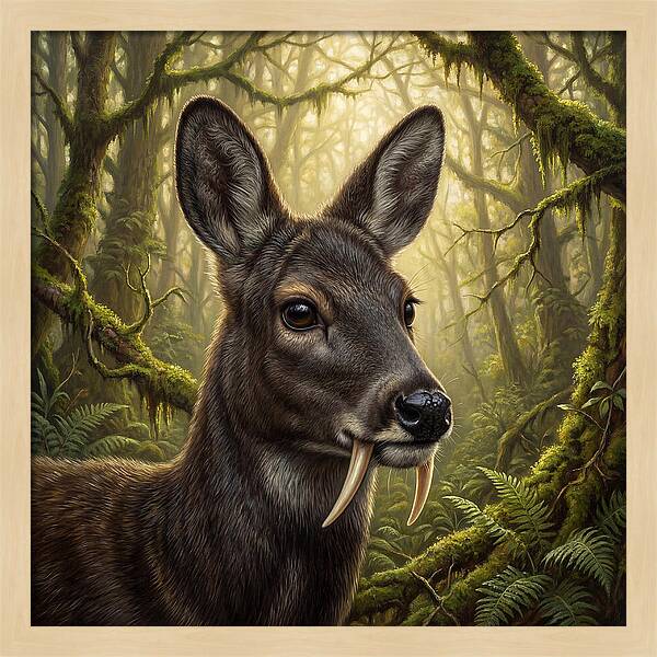 Musk Deer In Lush Forest