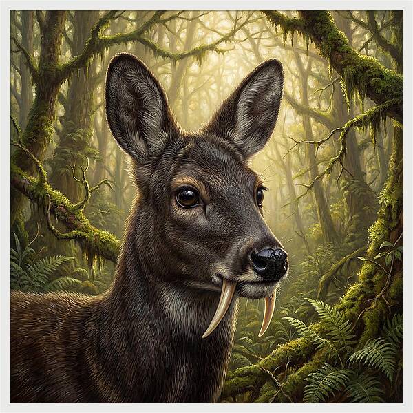 Musk Deer In Lush Forest
