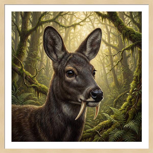Musk Deer In Lush Forest