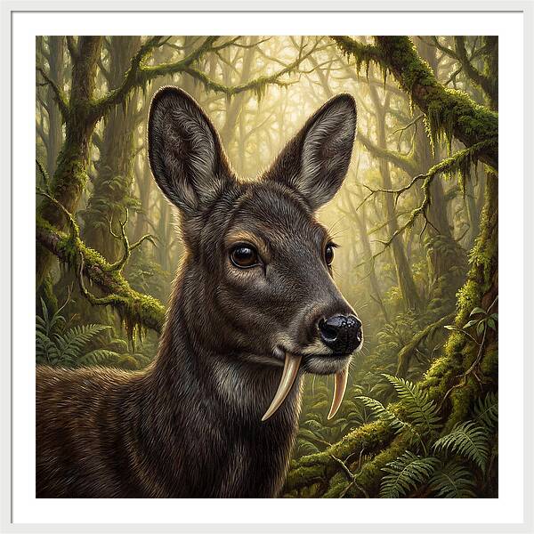 Musk Deer In Lush Forest