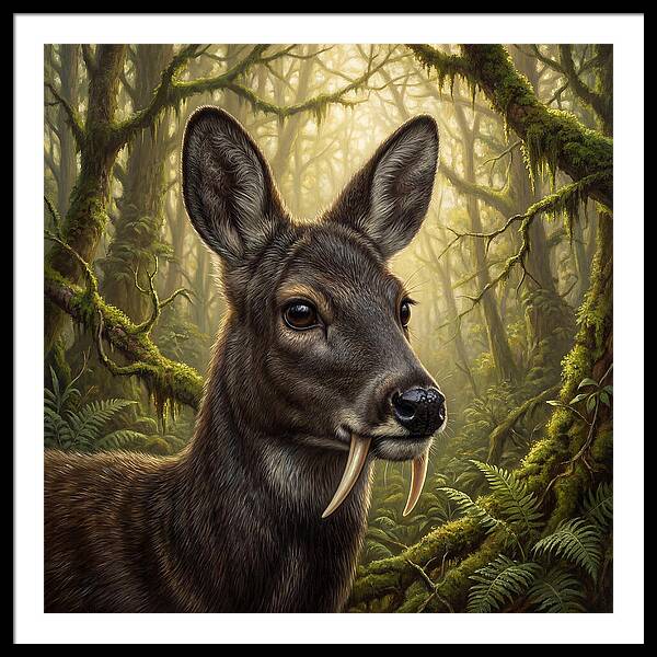 Musk Deer In Lush Forest