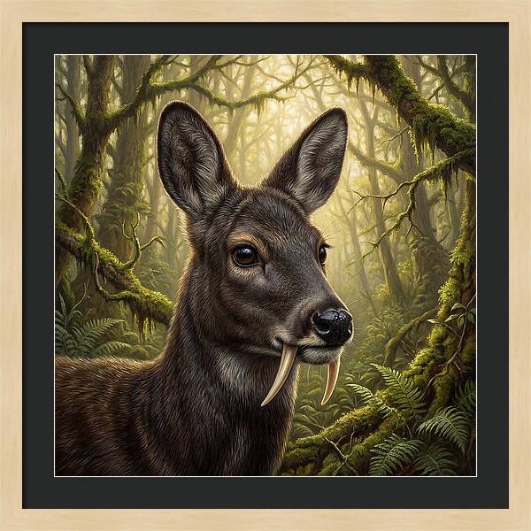 Musk Deer In Lush Forest