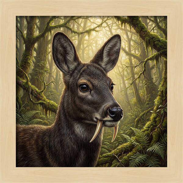Musk Deer In Lush Forest