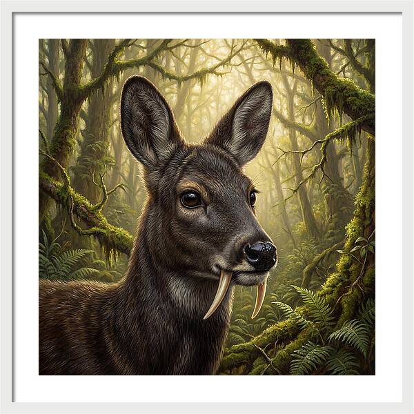 Musk Deer In Lush Forest