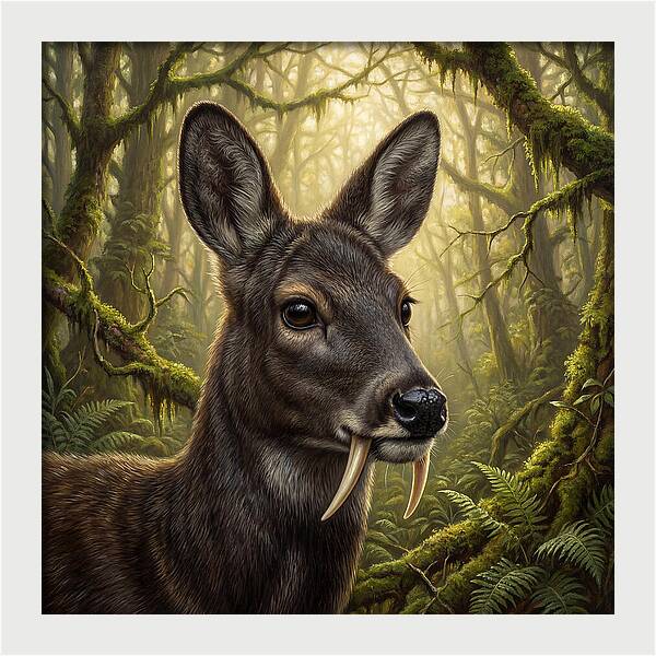 Musk Deer In Lush Forest