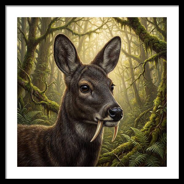 Musk Deer In Lush Forest