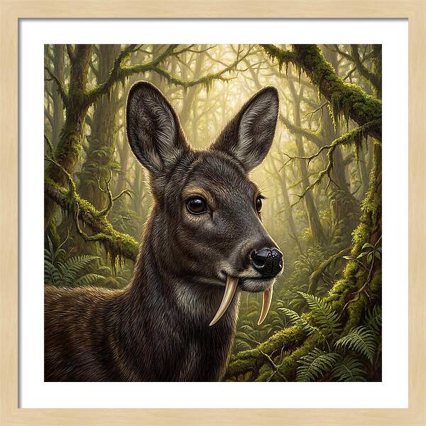 Musk Deer In Lush Forest