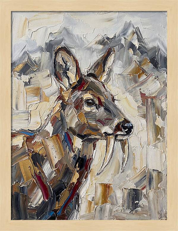 Musk Deer Portrait In Palette Knife Style