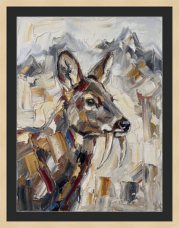 Musk Deer Portrait In Palette Knife Style