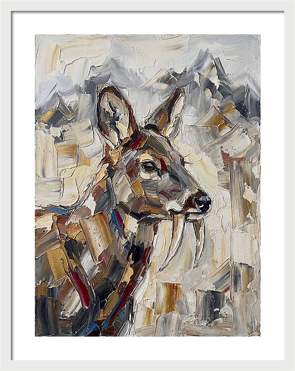 Musk Deer Portrait In Palette Knife Style