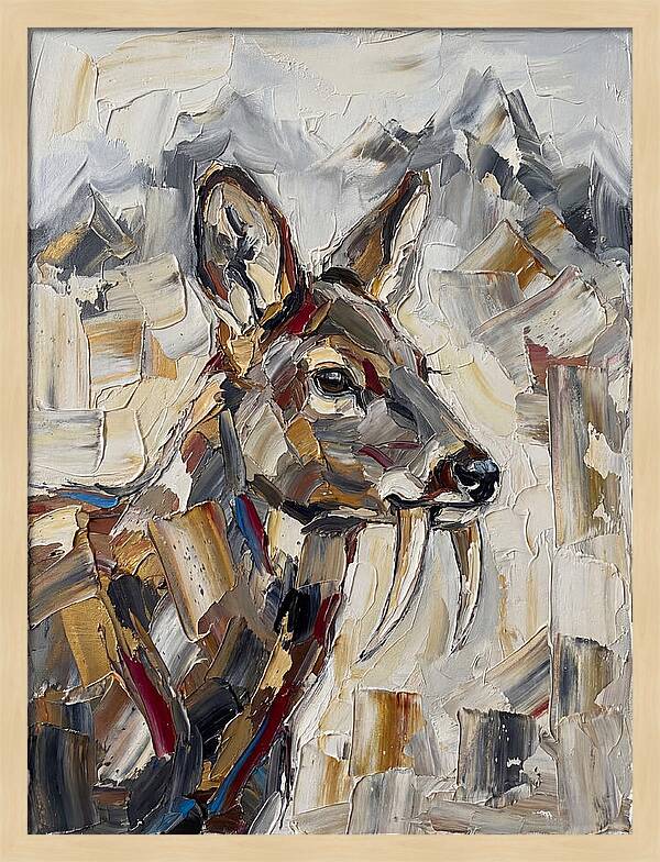 Musk Deer Portrait In Palette Knife Style