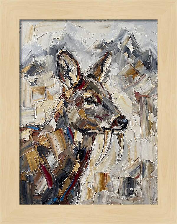 Musk Deer Portrait In Palette Knife Style