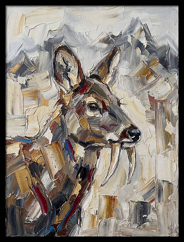 Musk Deer Portrait In Palette Knife Style