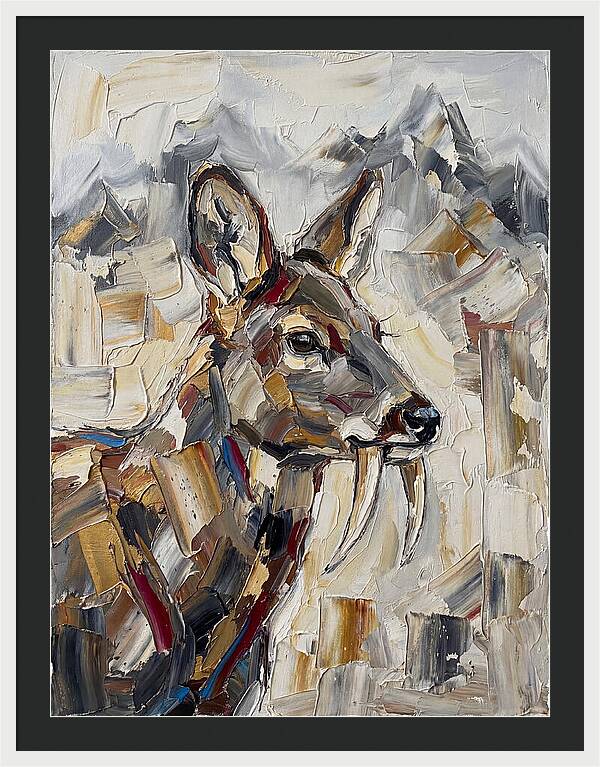Musk Deer Portrait In Palette Knife Style