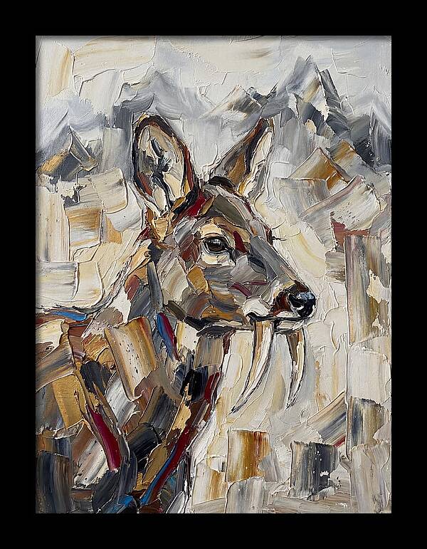 Musk Deer Portrait In Palette Knife Style