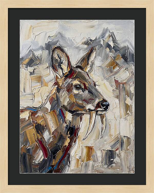 Musk Deer Portrait In Palette Knife Style