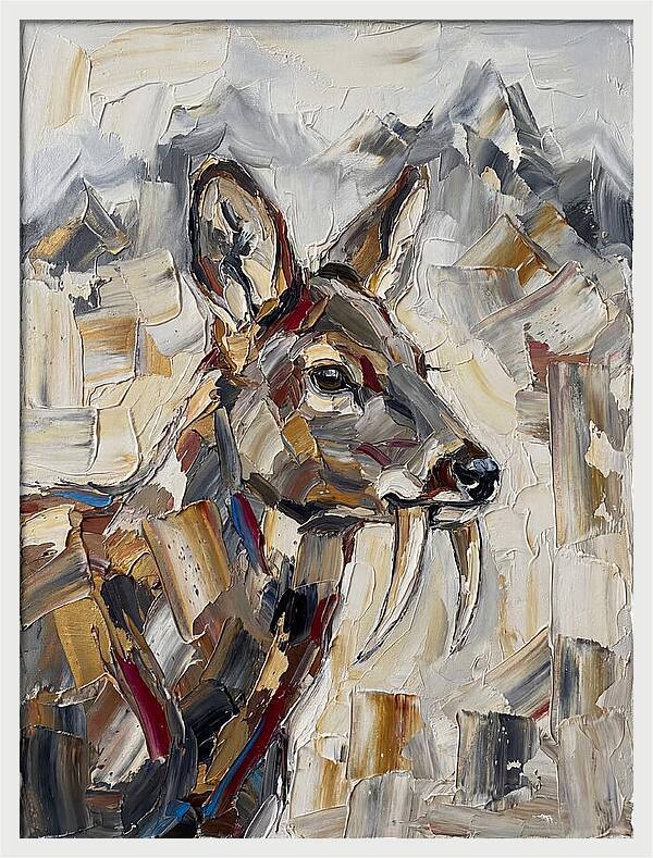 Musk Deer Portrait In Palette Knife Style
