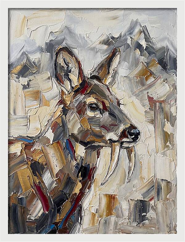 Musk Deer Portrait In Palette Knife Style