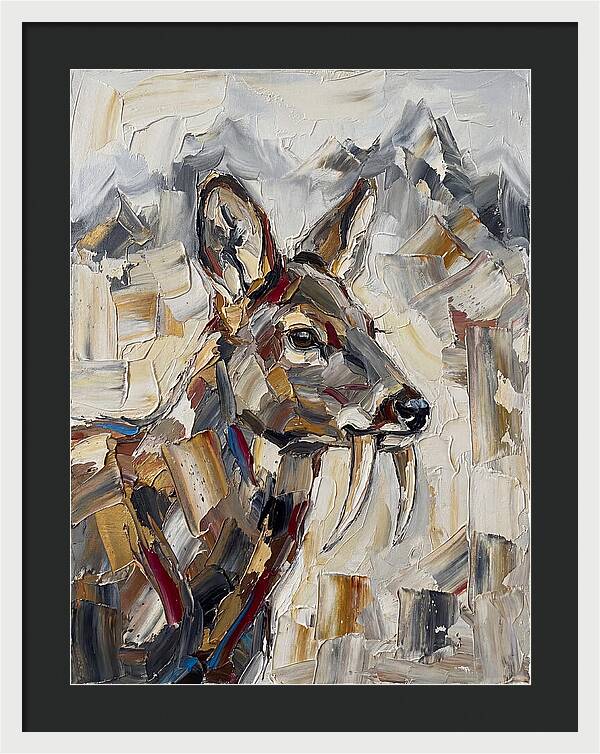 Musk Deer Portrait In Palette Knife Style