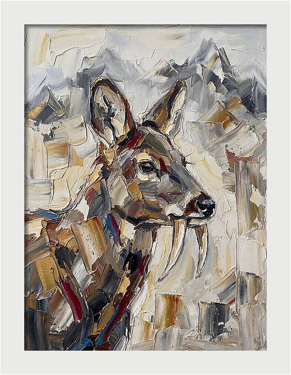 Musk Deer Portrait In Palette Knife Style