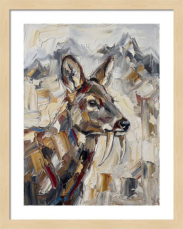 Musk Deer Portrait In Palette Knife Style