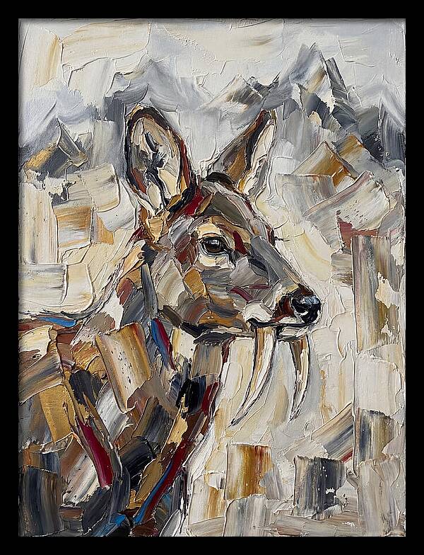 Musk Deer Portrait In Palette Knife Style