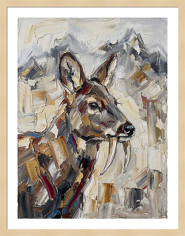 Musk Deer Portrait In Palette Knife Style